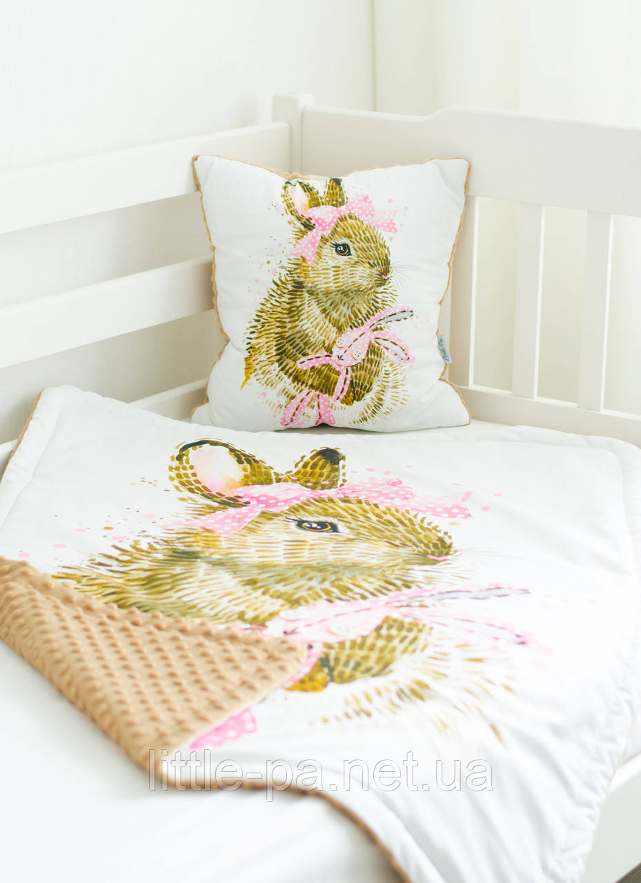 Набір дитячий подарунковий бавовняний з плюшем "Кролики"