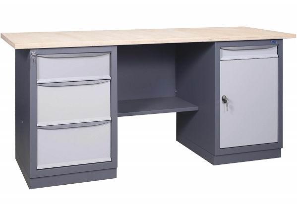 Верстак слюсарний металевий двутумбовый 41 МД/С2Б 850(в)х1800(д)х620(гл). Довжина стільниці - 1800 мм.