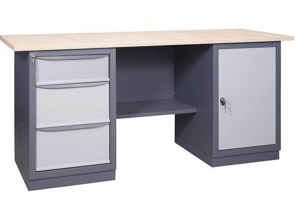 Верстак металевий  слюсарний двутумбовый 41 Д/С2Б 850(в)х1800(д)х620(гл). Довжина стільниці - 1800 мм.