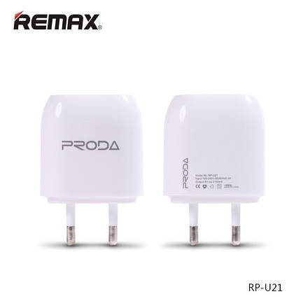 Мережеве ЗП Proda RP-U21 на 2 USB (USB, 2,1A), фото 3
