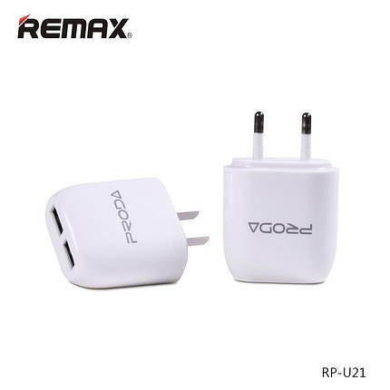 Мережеве ЗП Proda RP-U21 на 2 USB (USB, 2,1A), фото 4