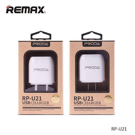 Мережеве ЗП Proda RP-U21 на 2 USB (USB, 2,1A), фото 1