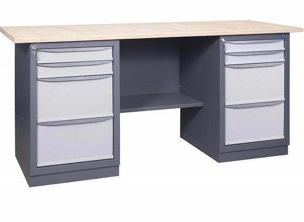 Верстак слюсарний металевий  двутумбовый 41 2М2Б/2М2Б 850(в)х1800(д)х620(гл). Довжина стільниці - 1800 мм.