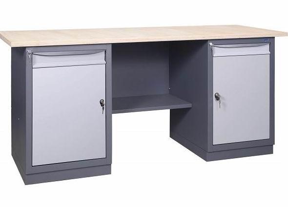 Верстак слюсарний  в гараж та автосервіс двутумбовый 41 МД/МД 850(в)х1800(д)х620(гл). Довжина стільниці - 1800 мм.