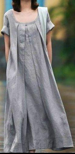 Сукня, сарафан лляної, впол, будь-якої довжини для високої жінки. Колір можна вибрати