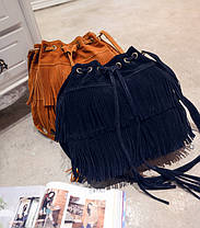 Стильна жіноча сумка під замшу з бахромою, фото 3