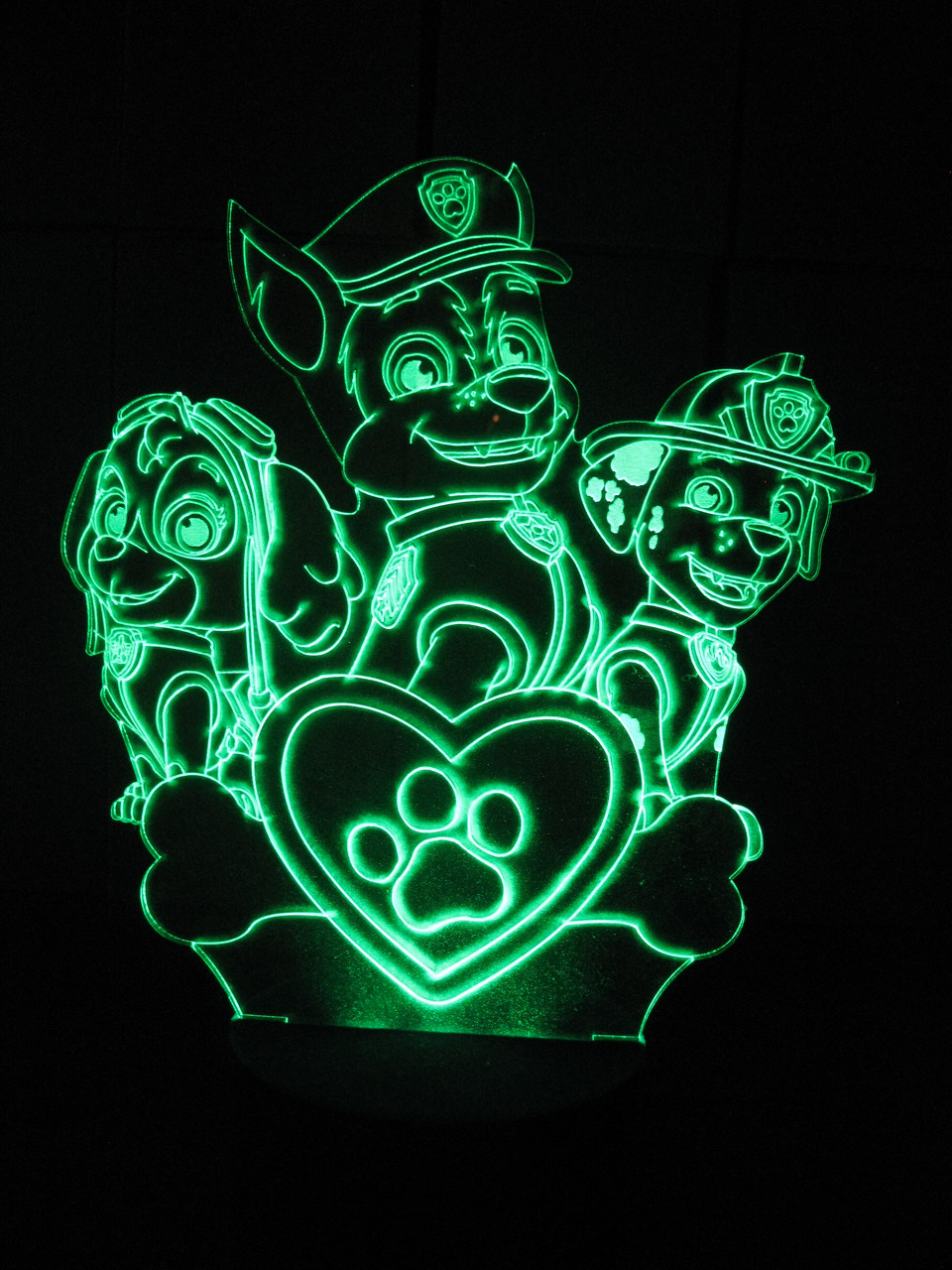 3d-світильник Щенячий патруль, 3д-нічник, кілька підсвічувань (батарейка+220В), фото 1