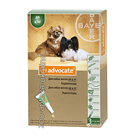 Краплі Адвокат для Собак до 4 кг (Advocate) від бліх і кліщів (3 піпетки по 0,4 мл)