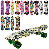 Скейт дитячий, пені борд графіті 55 х 14,5 см, алюмінієва підвіска, колеса пу, MS 0748 - 2 ( Penny Board)