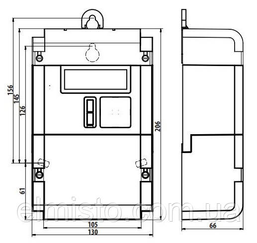 Габаритне креслення модульного електролічильника ISKRA AM550-TD2.1 Словенія, від ЭлМисто Харків Габаритне креслення модульного електролічильника ISKRA AM550-TD2.1