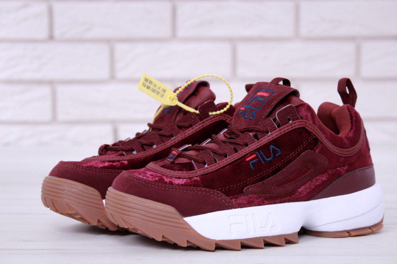 Жіночі бордові Кросівки Fila Disruptor 2