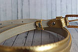 Жіночий тонкий ремінь золотий 15 мм, фото 4