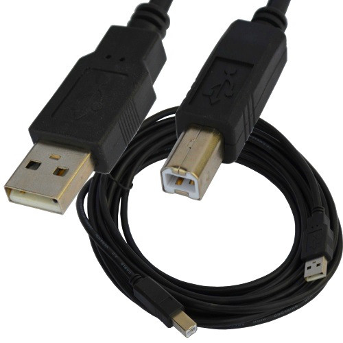 Шнур USB штекер A - штекер В, v.2.0, діам.- 4.5 мм, 5м, чорний