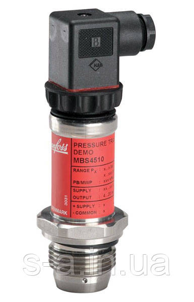 Датчик тиску MBS 4510 Danfoss, 0 — 4 бари, 060G2424 для харчової промисловості з промиваною діафрагмою, фото 1