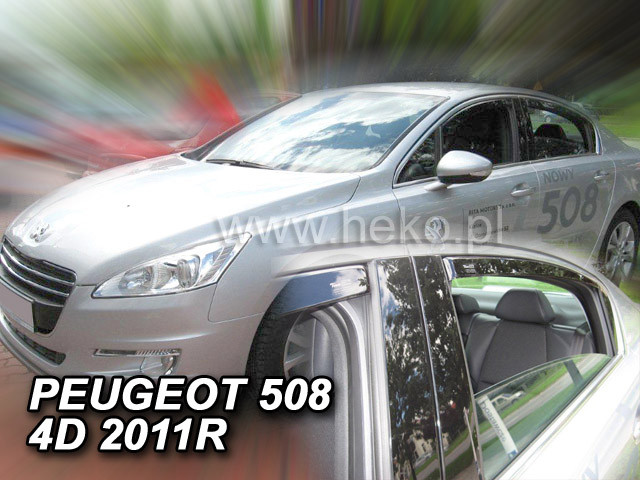 Дефлектори вікон (вітровики) PEUGEOT 508 - 4D 2011+ (HEKO), фото 1