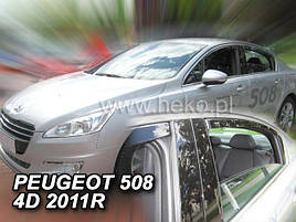 Дефлектори вікон (вітровики) PEUGEOT 508 - 4D 2011R. →(HEKO)