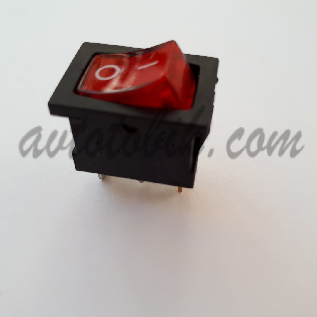 Вимикач кнопковий малий з підсвічуванням червоний, фото 1