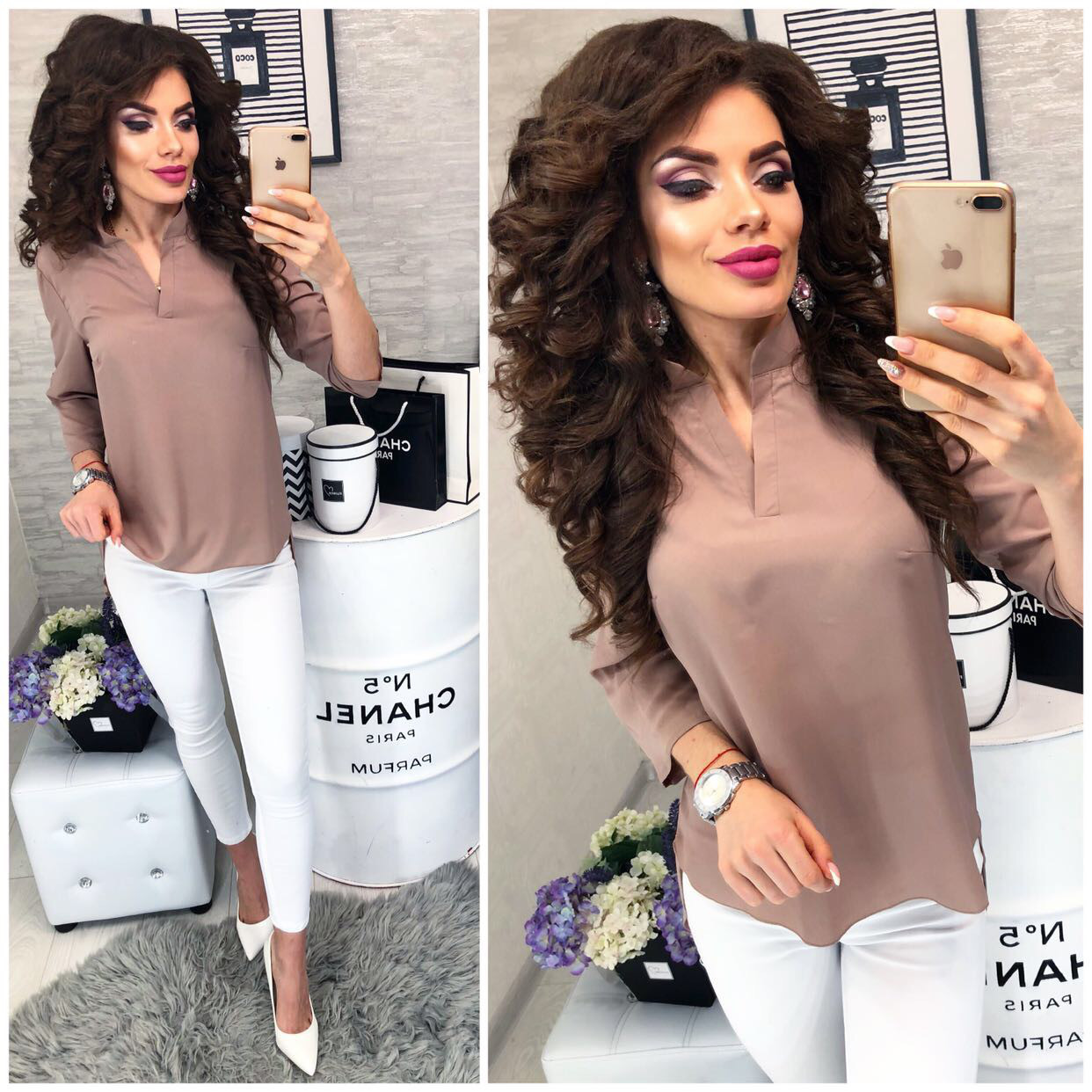 Блузка жіноча, модель 749, Кава з молоком