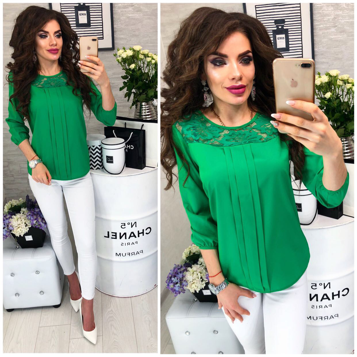 Блузка жіноча, модель 793 колір зелений, фото 1