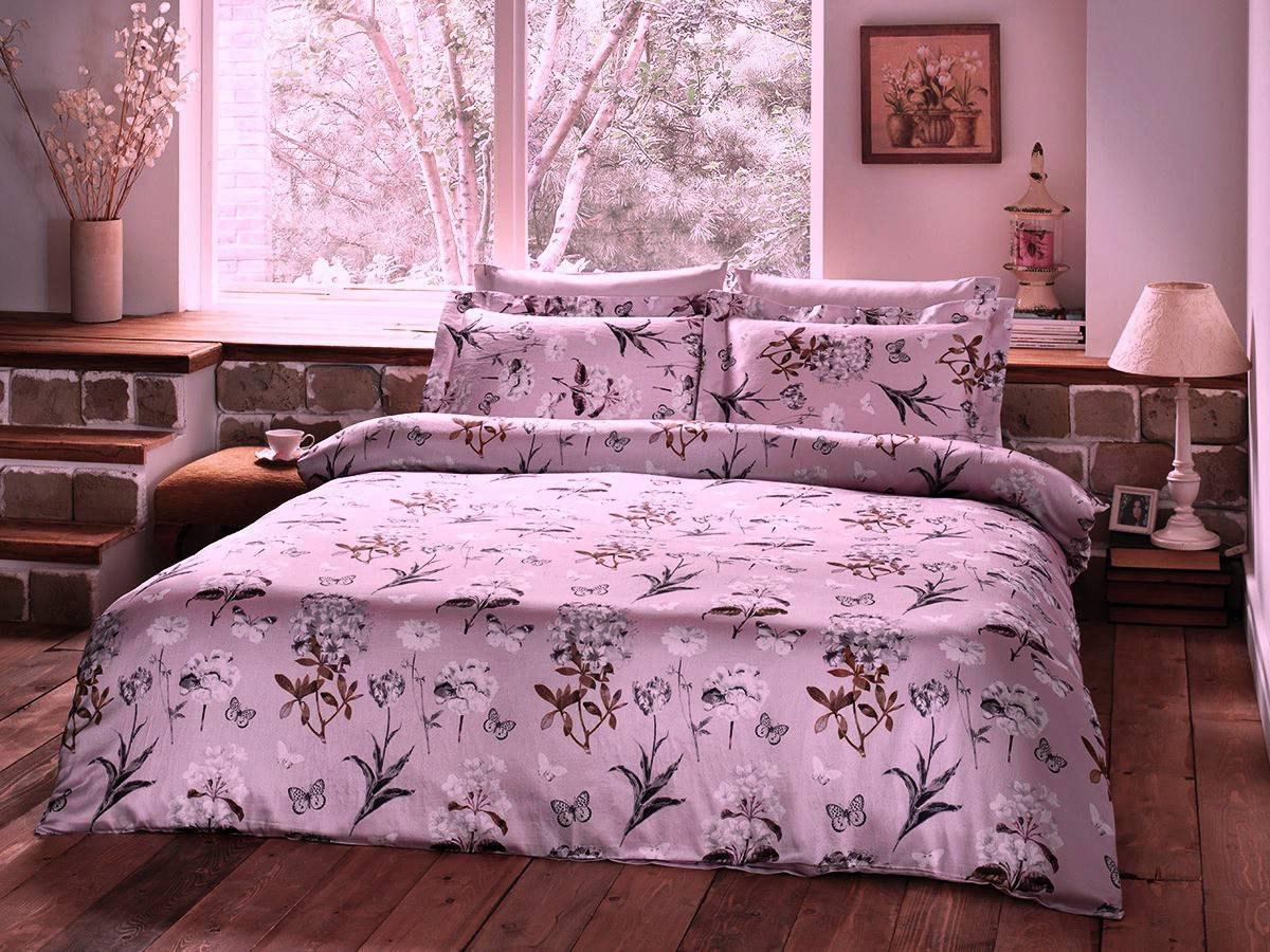 Комплект постільної білизни Tivolyo Nature Home pudra/Пудра євро