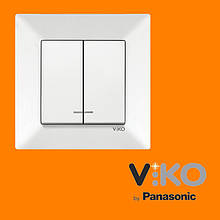 Вимикач 2-х клавішний з підсвіткою VIKO Meridian Білий