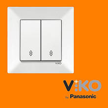 Перемикач прохідний 2-х клавішний VIKO Meridian Білий