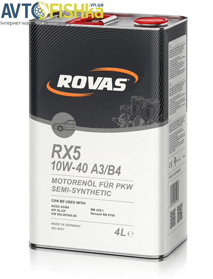 Rovas RX5 10W-40 A3/B4 4л.