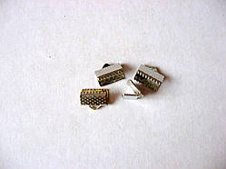 Затискач для стрічки та шнура, срібний 7х11 мм