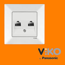 Розетка комп'ютерна подвійна (2xRJ45, Cat5e) VIKO Meridian Білий
