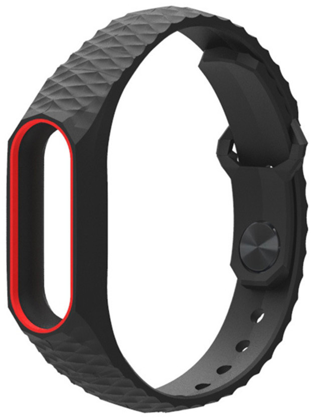 Ремінець Xiaomi Mi Band 2 MiJobs силіконовий рифлений Чорний / Червоний 1089P