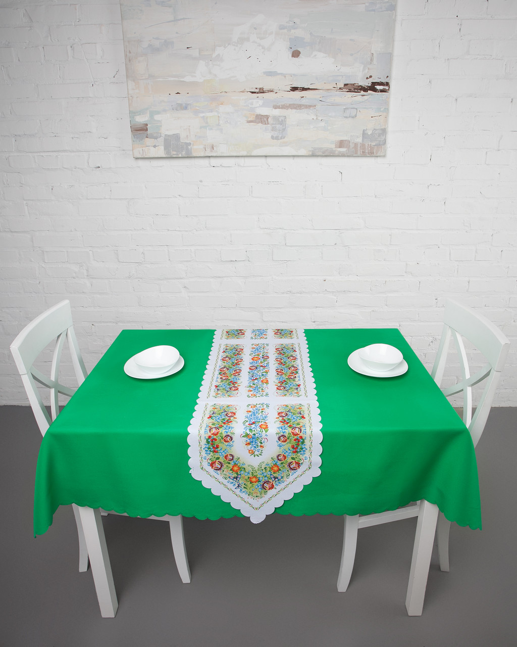Однотонная зеленая скатерть для стола - фото 5 - id-p270720805