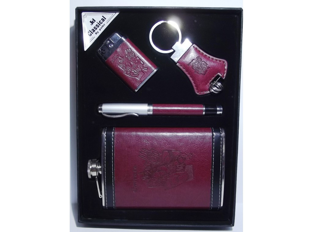 Набір: фляга + ручка + запальничка + брелок. Об'єм фляги: 270 мл, фото 1