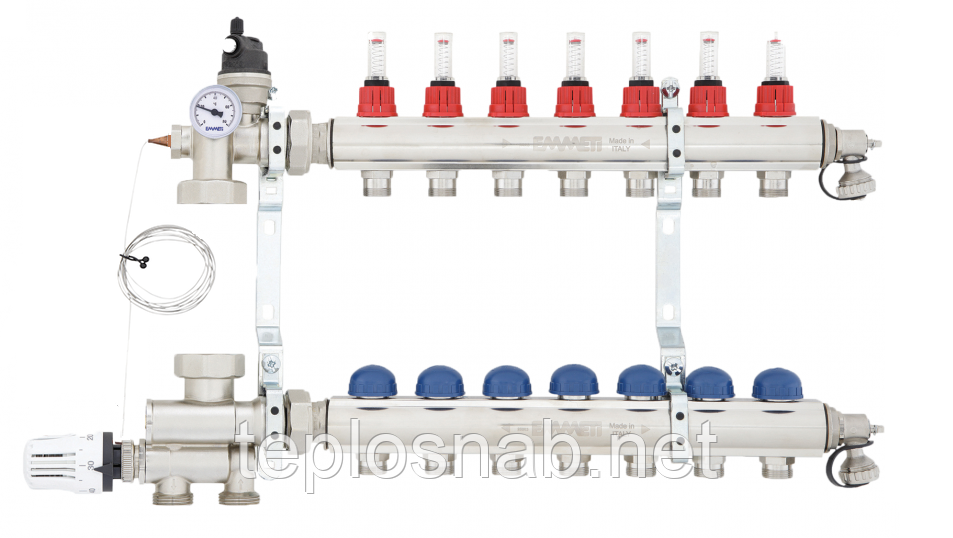 Колектор Emmeti (Італія) на 8 виходів для теплої підлоги