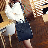 Рюкзак жіночий сумка міської матовий з орнаментом (чорний), фото 5