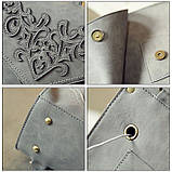 Рюкзак жіночий сумка міської матовий з орнаментом (сірий), фото 5