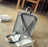 Рюкзак жіночий сумка міської матовий з орнаментом (сірий), фото 6