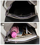 Рюкзак жіночий сумка міської матовий з орнаментом (сірий), фото 9