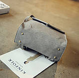 Рюкзак жіночий сумка міської матовий з орнаментом (сірий), фото 8