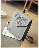 Рюкзак жіночий сумка міської матовий з орнаментом (сірий), фото 2