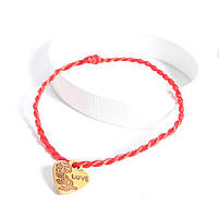 Браслет з сердечком оберіг 19 см червоний