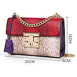 Сумка жіноча під рептилію з замочком (червона), фото 2