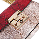 Сумка жіноча під рептилію з замочком (червона), фото 6