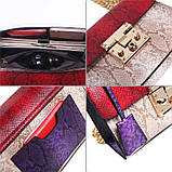 Сумка жіноча під рептилію з замочком (червона), фото 7