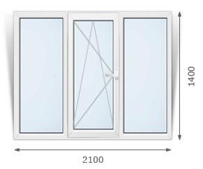 Вікно металопластикове 2100х1400, профіль REHAU 60, фур-ра " МАСО, ск-т 4-10-4-10-4І (32мм, энергозберігаючий)