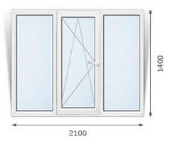 Вікно металопластикове 2100х1400, профіль REHAU 60, фур-ра " МАСО, ск-т 4-10-4-10-4І (32мм, энергозберігаючий)