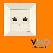 Розетка комп'ютерна подвійна (2xRJ45, Cat5e) VIKO Meridian Крем