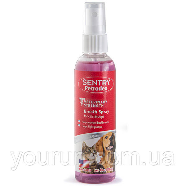 SENTRY Petrodex Breath Spray СЕНТРИ ПЕТРОДЕКС БРИЗ СПРЕЙ освежитель дыхания для собак и кошек, 118мл