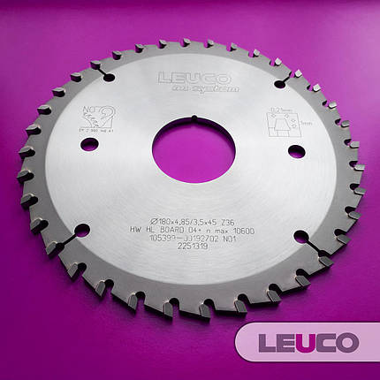 180x4,85-5,65x3,5x45, Z=36 Підрізна дискова пила Leuco - nn-System для пильних центрів, фото 1