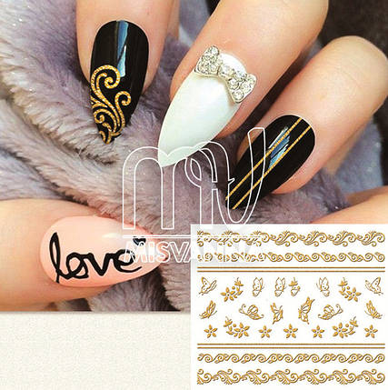 Наклейки 3d 3D, DL357 золото, фото 2