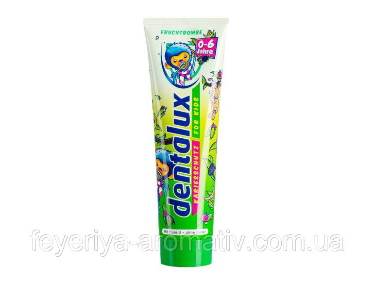 Дитяча зубна паста Dentalux for kids 100 мл (Німеччина) Fruchtbombe (фруктова бомба)